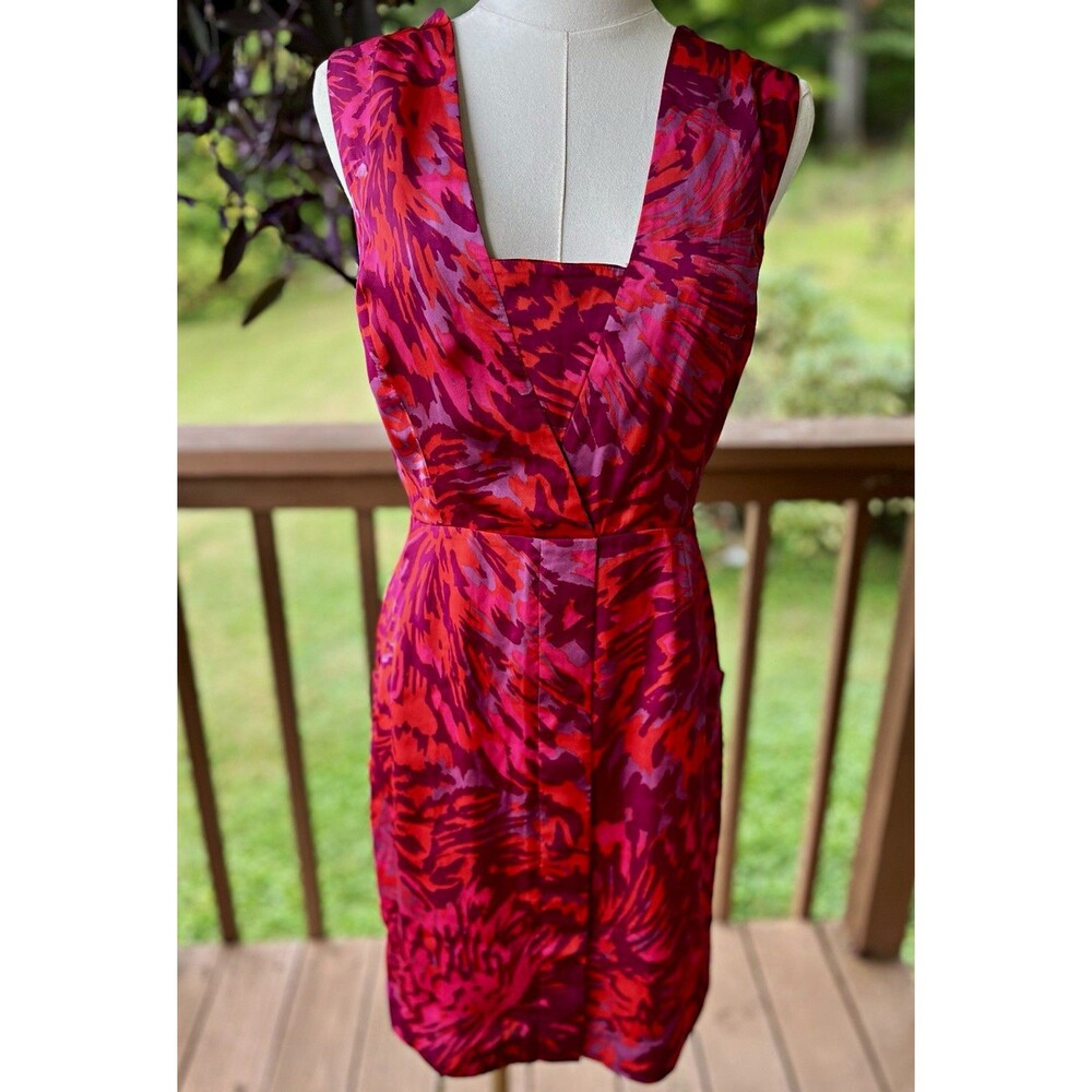 ADAM Adam Lippes Abstract Print Sheath Dress Pink Orange Purple Size 6